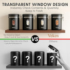 Veken Coffee Canister with Window, Airtight Stainless Steel Kitchen Food - Image 2