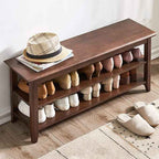 XKZG Storage Bench Wooden Shoe Rack Bench Rustic Solid Wood Entryway Bench