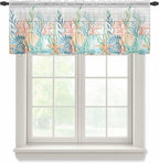 Summer Beach Sheer Valance Curtains, Ocean Colorful Coral Shell Seaweed by Houseown