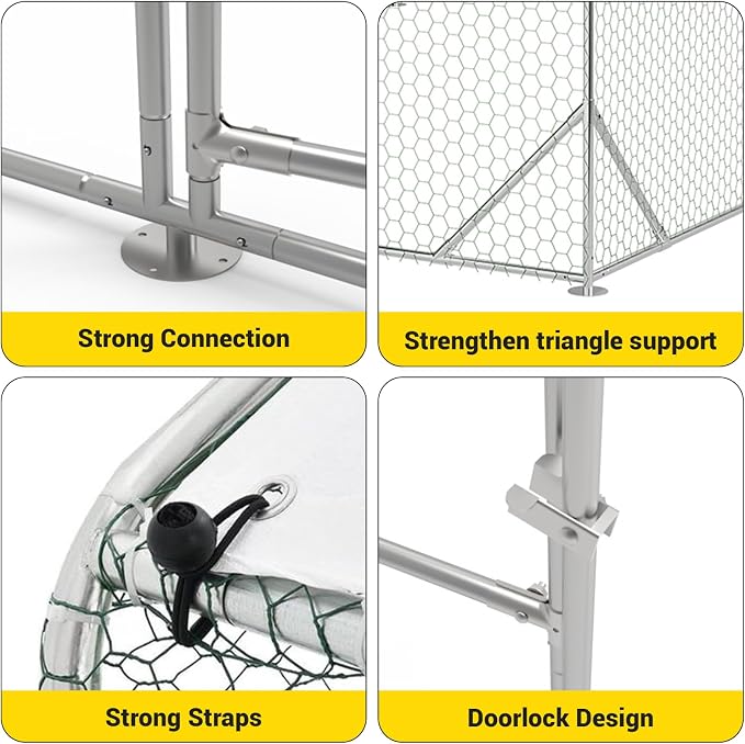 9.8X13.1x6.6FT, Large Walk in Chicken Run Pen Cage, Metal Coop Clearance - Image 4