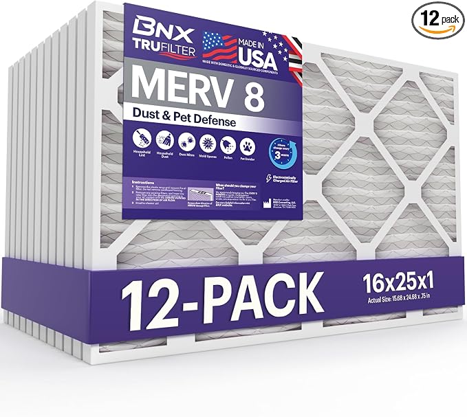 BNX TruFilter 16x25x1 Air Filter MERV 8 by BNX