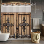 Wood Barn Door No Hook Shower Curtain - Image 2
