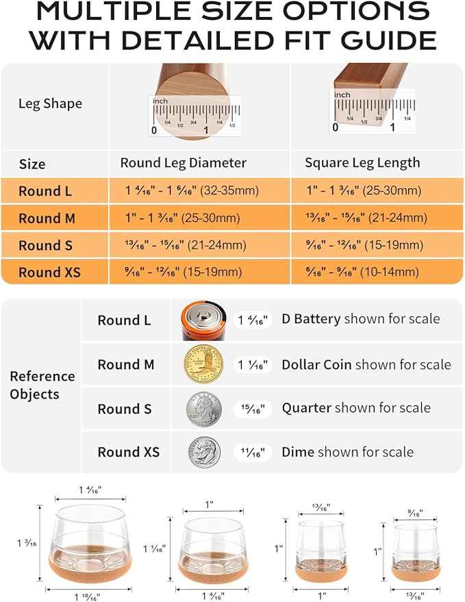 24 PCS Silicone & Felt Chair Leg Floor Protectors