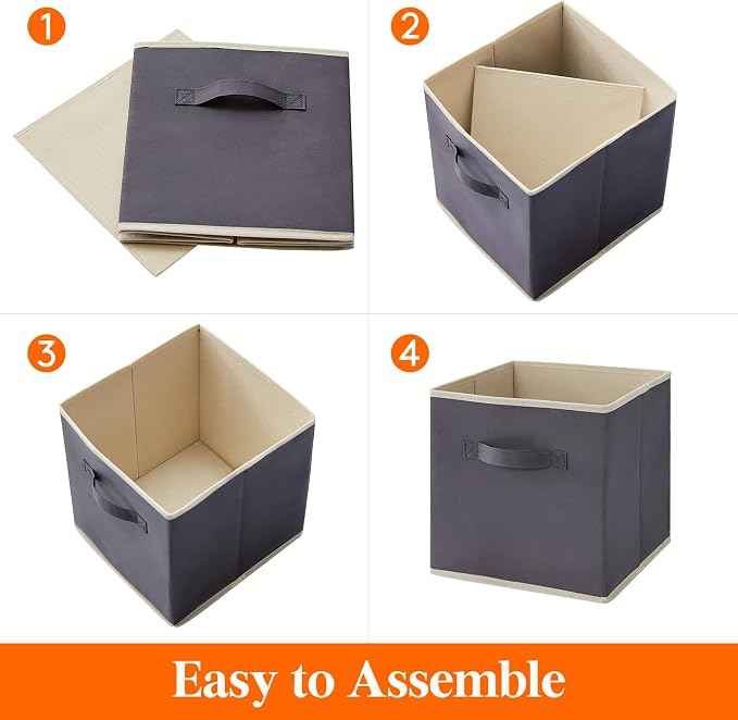 Lifewit Collapsible Fabric Storage Cubes Bins Set 11 Inch, Foldable Cubby