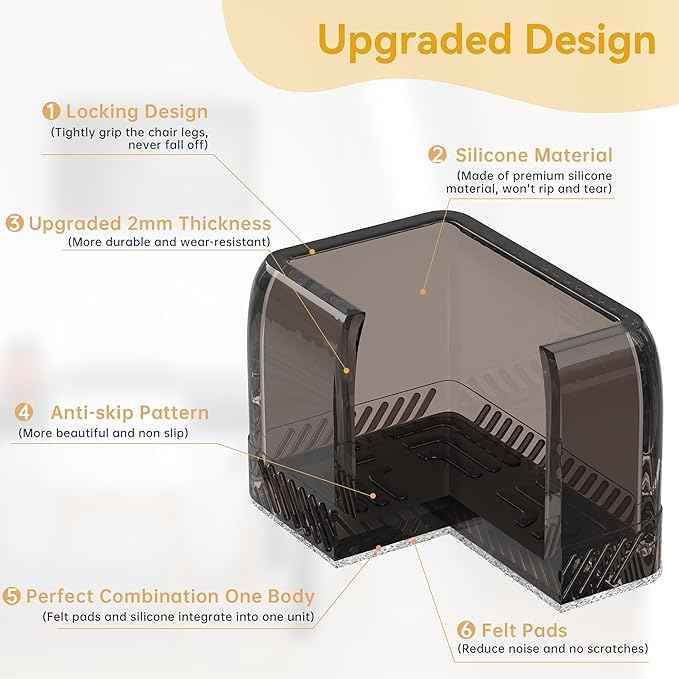 24PCS Rectangular Chair Leg Floor Protectors, Furniture Sliders, Non-Slip Felt