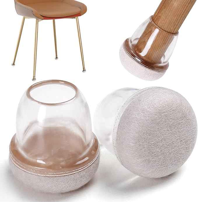 24PCS Clear Chair Leg Floor Protectors, Round Felt Furniture Pads