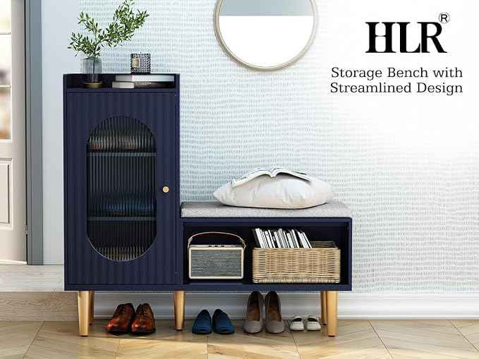HLR Storage Bench Set of 2, L-Shaped Storage Cabinet