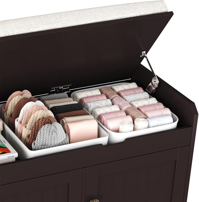 HOMEFORT 41.3" Shoe Bench with Lift Top Storage, Entryway Bench with Cushioned - Image 9