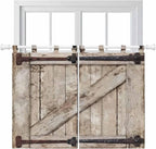 Farmhouse Wood Grain Kitchen Curtains 45 Inch Length, Short Cafe Window by Unknown