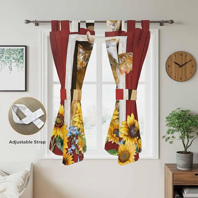 Cows Sunflowers Living Room Curtains 84 Inch Length, Window Curtains Tab Top - Image 5