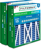 Filterbuy 21x27x5 Air Filter MERV 13 Optimal Smoke & Allergy Defense, Pleated by Filterbuy
