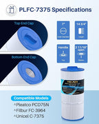 POOLPURE C-7375 Spa Filter Replaces PCD75N, Unicel C-7375, Filbur FC-3964 - Image 2