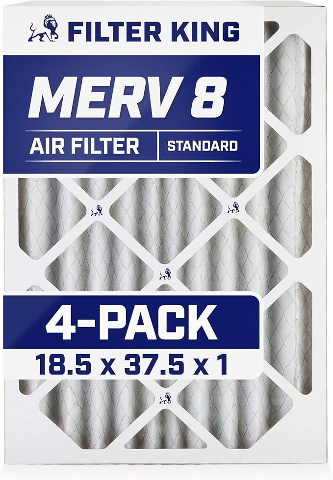 Filter King 18.5x37.5x1 Air Filter | 4-PACK | MERV 8 HVAC Pleated A/C Furnace by FilterKing