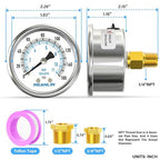 MEANLIN MEASURE 0~160Psi Dry Pressure Gauge Stainless Steel 1/4" NPT 2" FACE - Image 2