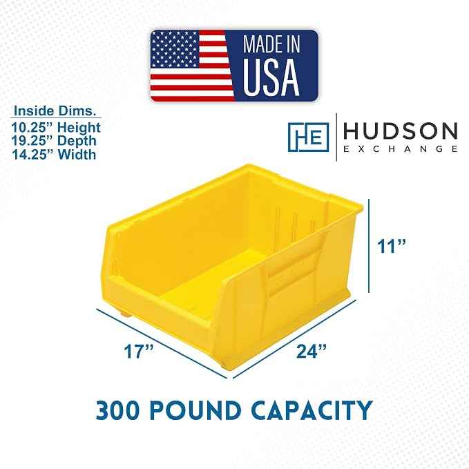 Hudson Exchange 24x17x11" Jumbo Plastic Stackable Storage Bin and Hanging