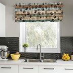 Dog Paws Valance Curtains for Kitchen, Teal Brown Wood Grain Privacy Rod Pocket - Image 5