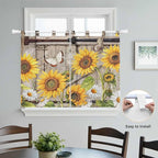 Farmhouse Sunflowers Bedroom Curtains 63 Inch Length, Window Curtains Tab Top - Image 4