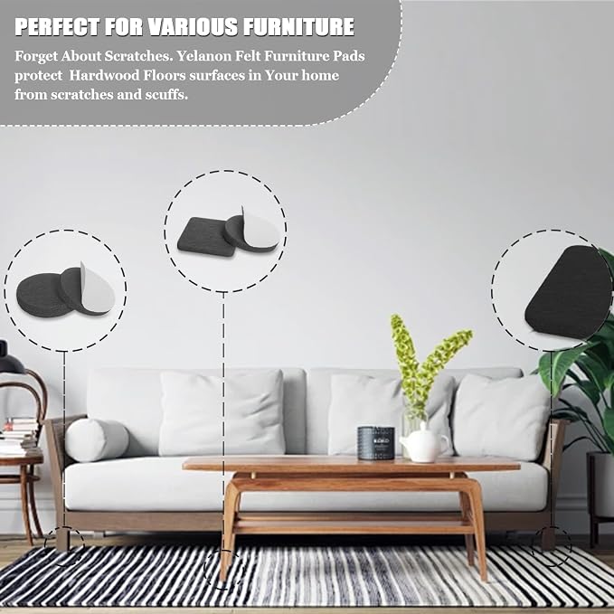 Yelanon Felt Furniture Pads -182 Pcs Premium Felt Pads - Image 7