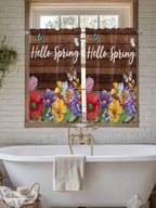 Spring Flowers Tier Curtains 45 Inches Long, Watercolor Farmhouse Colorful - Image 7
