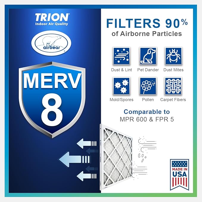 16x25x3 TRION Air Bear Cub Pleated HVAC Air Filter MERV 8 - Image 7