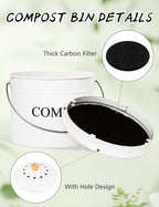 Compost Bin - 1 Gallon Countertop Composter - Image 3