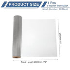 uxcell 60 Mesh 79" x 10" Woven Wire Mesh, 304 Stainless Steel Air Vent Filter - Image 2
