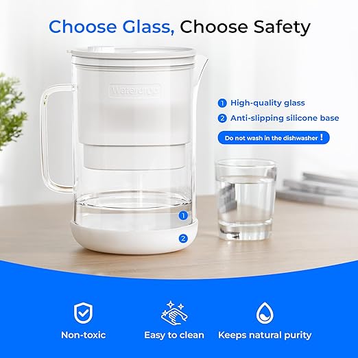 Waterdrop Large Glass Water Filter Pitcher, Eco-Friendly, - Image 2