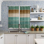 Vintage Plank Turquoise Brown Window Valance Curtains, Farmhouse Wood Grain - Image 8