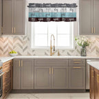 Laundry Rules Valances for Windows, Retro Blue White Wood Board Grain Kitchen - Image 4