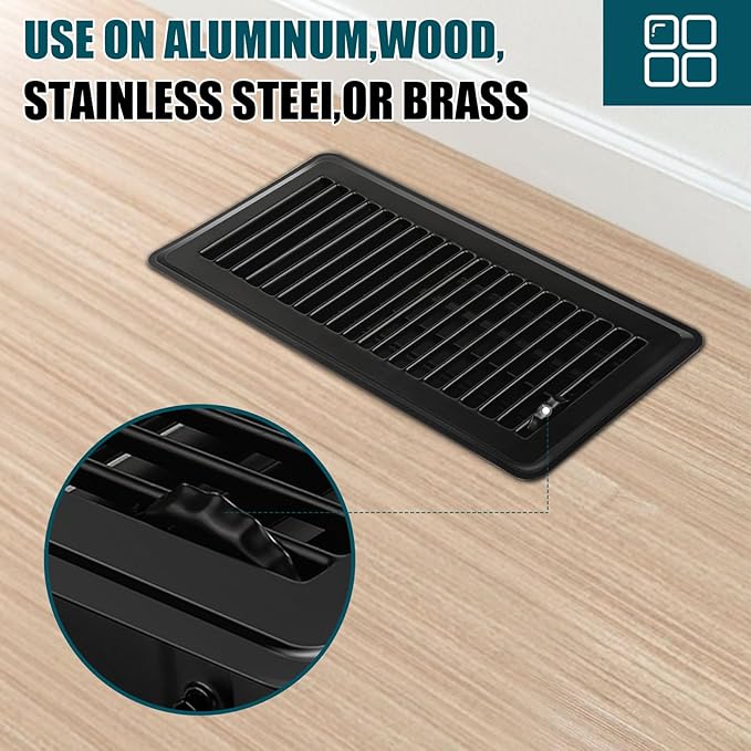 VOISEN Floor Register 4x10, 6 Pack Black Floor Vent Covers, Heavy Duty Steel - Image 5