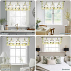 Lemon Dwarfs Sheer Valance Curtains, Gnome Green Leaf Wood Striped Black Plaid - Image 9