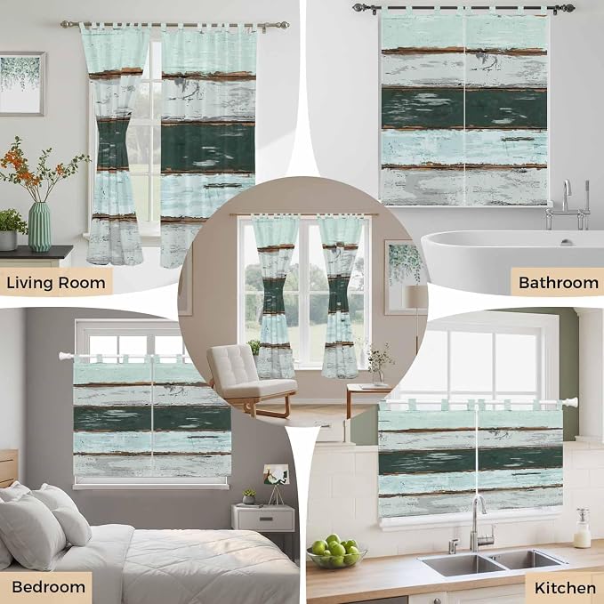 Blue Teal Living Room Curtains 84 Inch Length, Window Curtains Tab Top - Image 7