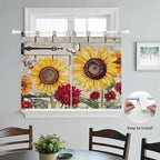 Red Yellow Sunflowers Bedroom Curtains 63 Inch Length, Window Curtains Tab Top - Image 4