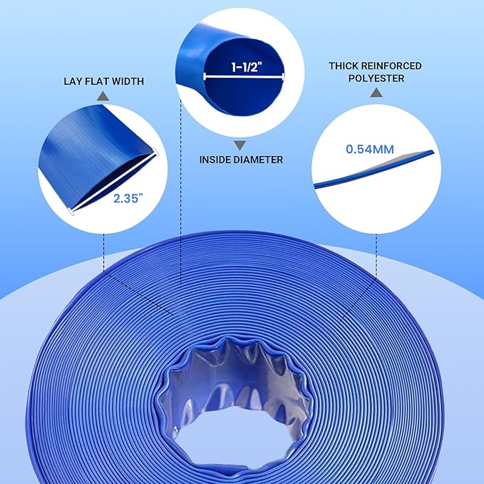 Poolvio Backwash Hose 1-1/2" x 50 ft, Leak-Free - Image 3