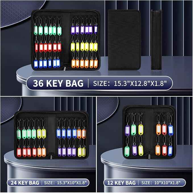 Portable Zippered Key Case, Organizer Waterproof Key Binder