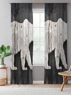 Sheer Curtains 84 Inches Long, Farmhouse Country Rustic Wooden Grain Privacy - Image 5