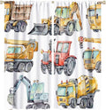 Kids Excavator Curtains, Retro Truck Tractor Machinery Construction Vehicle by SHElifestyle