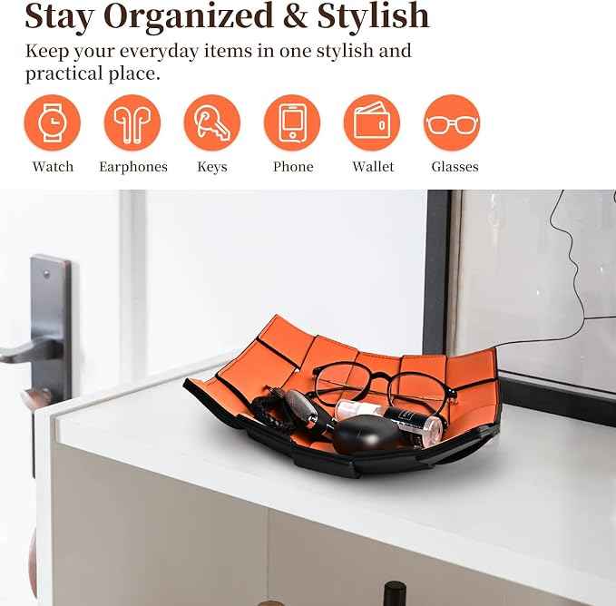 Valet Tray PU Leather Key Holder Bowl