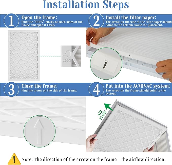 14x14x1 MERV 11 Air Filter, Quality AC/HVAC Furnace Filter，1 Reusable ABS Frame - Image 4