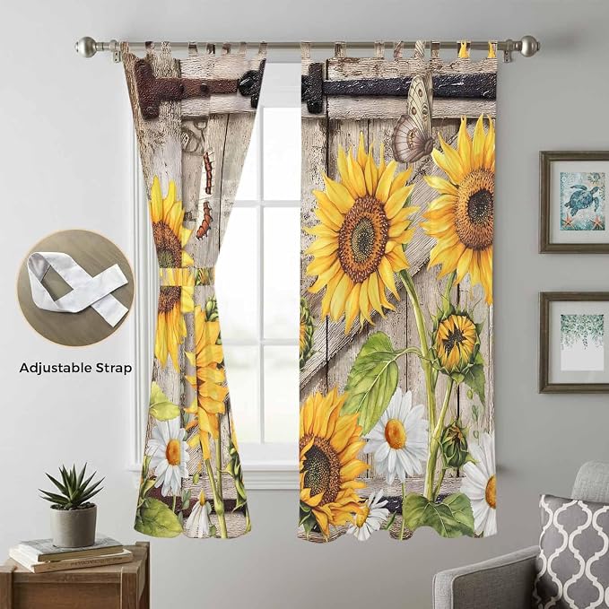 Farmhouse Sunflowers Living Room Curtains 96 Inch Length, Window Curtains Tab - Image 5
