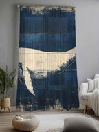 Sheer Curtains 84 Inches Long, Ocean Whale Blue Semi Sheer Curtains Light - Image 2