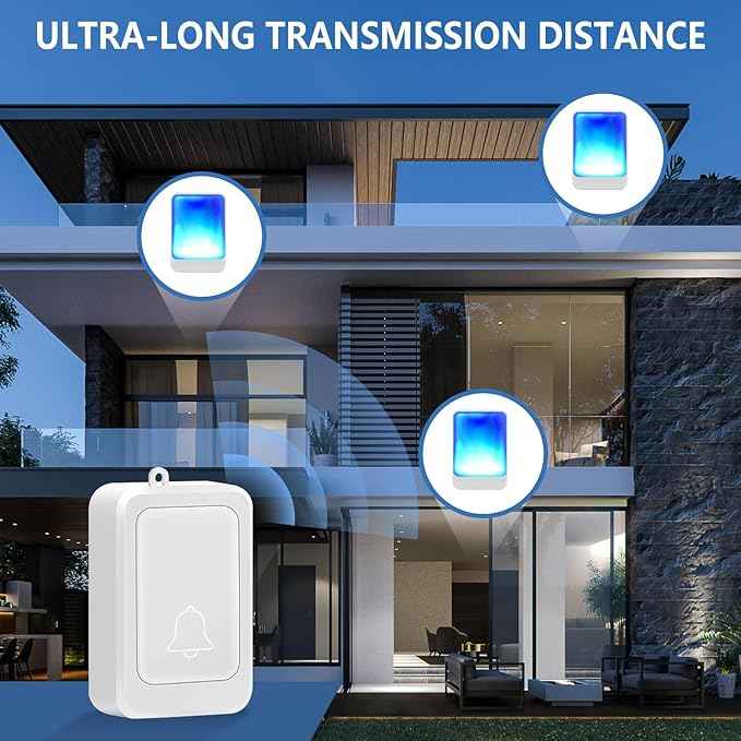 Loud Flash Doorbell with 7 Colors of Bright Light and 4 Volumes, Wireless