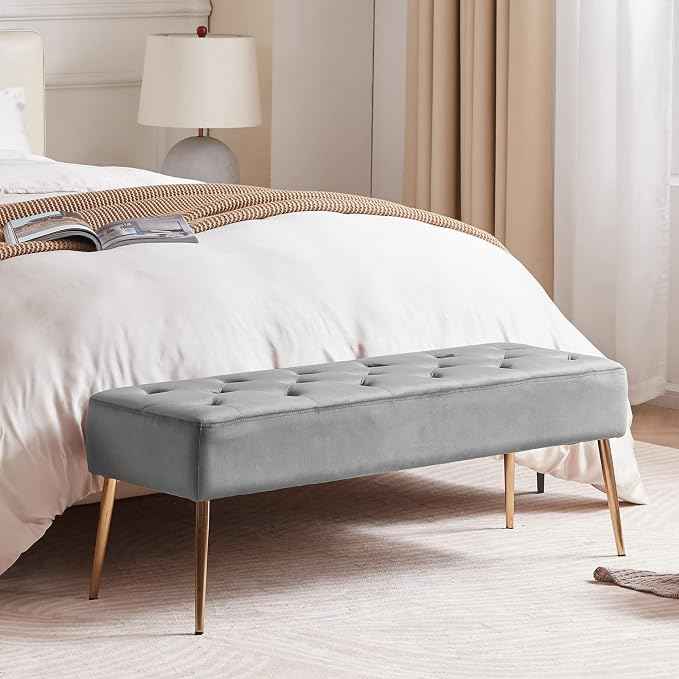 DUHOME Modern Velvet Ottoman Bench, Button-Tufted Upholstered Bedroom Benches