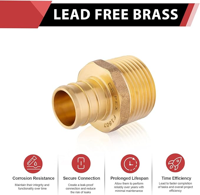 50-Pack EFIELD 3/4-inch Pex Crimp Fittings, 3/4 Inch x 3/4 Inch NPT Male NPT - Image 4