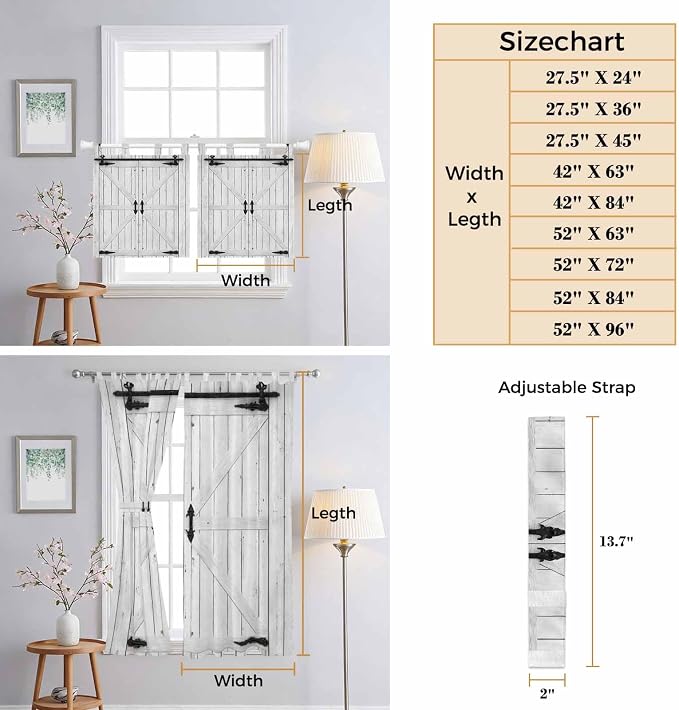 Farmhouse Wood Grain Living Room Curtains 96 Inch Length, Window Curtains Tab - Image 8