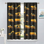 Kids Construction Window Curtains, Construction Machinery Equipment Mode of - Image 2