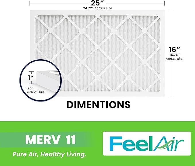 16x25x1 Air Filter – 6 Pack, MERV 11 Pleated HVAC & Furnace Filter, - Image 2