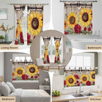 Sunflowers Kitchen Curtains 24 Inch Length, Small Window Curtains Tab Top - Image 7
