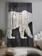 Sheer Curtains 96 Inches Long, Farmhouse Country Rustic Wooden Grain Privacy - Image 2