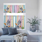 Easter Kitchen Curtain Set, Spring Grey Rabbit Carrots Colorful Wooden Plank - Image 8